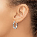 Leslie's Sterling Silver RH-plated Polished / Dia-cut Hoop Earrings - Image 3