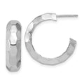 Leslie's Sterling Silver RH-plat Polish Textured Post J-Hoop Earrings
