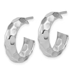 Leslie's Sterling Silver RH-plat Polish Textured Post J-Hoop Earrings - Image 2