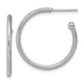Leslie's SS RH-plated Diamond-cut 25x2mm Post C-Hoop Earrings