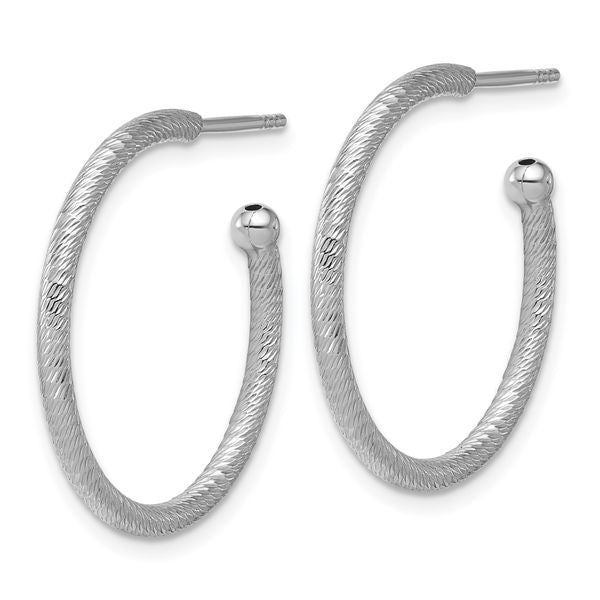 Leslie's SS RH-plated Diamond-cut 25x2mm Post C-Hoop Earrings - Image 2