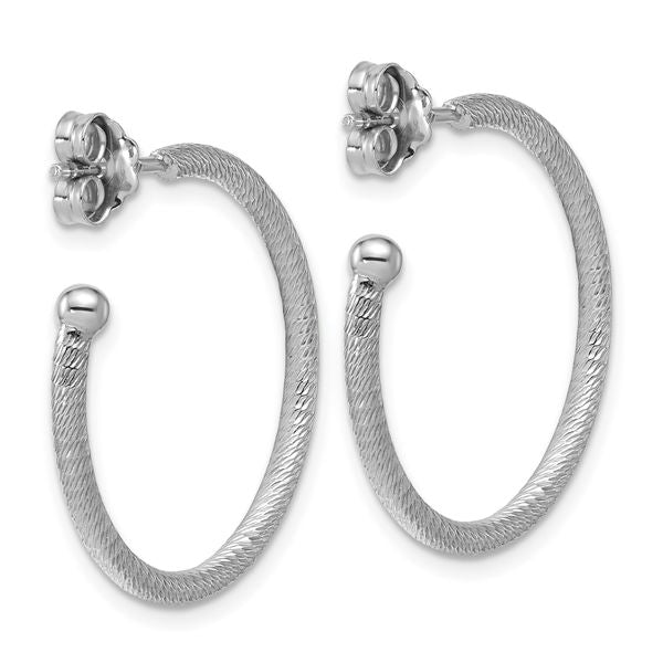 Leslie's SS RH-plated Diamond-cut 25x2mm Post C-Hoop Earrings - Image 4