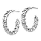 Leslie's SS RH-pltd Polished 34x6.5mm Curb Link Post C-Hoop Earrings - Image 2