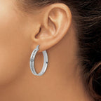 Leslie's SS RH-plated Polished ahd D/C 31x5mm Round Hoop Earrings - Image 3