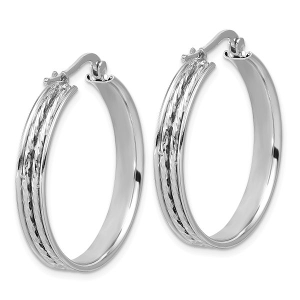 Leslie's SS RH-plated Polished ahd D/C 31x5mm Round Hoop Earrings - Image 4