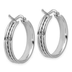 Leslie's SS RH-plated Polished and D/C 25x5mm Round Hoop Earrings - Image 4