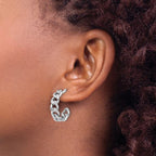 Leslie's SS RH-pltd Polished 24x6.5mm Curb Link Post C-Hoop Earrings - Image 3