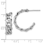 Leslie's SS RH-pltd Polished 24x6.5mm Curb Link Post C-Hoop Earrings - Image 5
