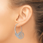 Leslie's Sterling Silver Polished and Laser-cut Hoop Earrings - Image 3