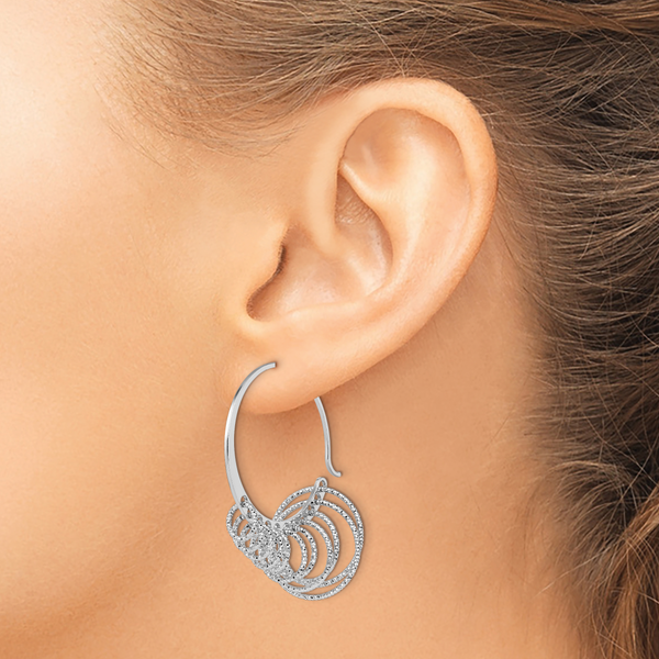 Leslie's Sterling Silver Polished and Laser-cut Hoop Earrings - Image 3