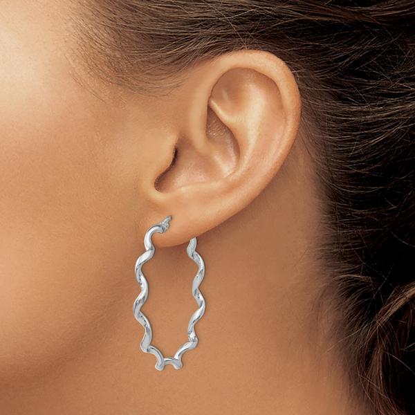 Leslie's Sterling Silver Polished Twisted Hoop Earrings - Image 3