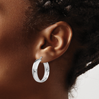 Leslie's Sterling Silver Polished Hinged Hoop Earrings - Image 3