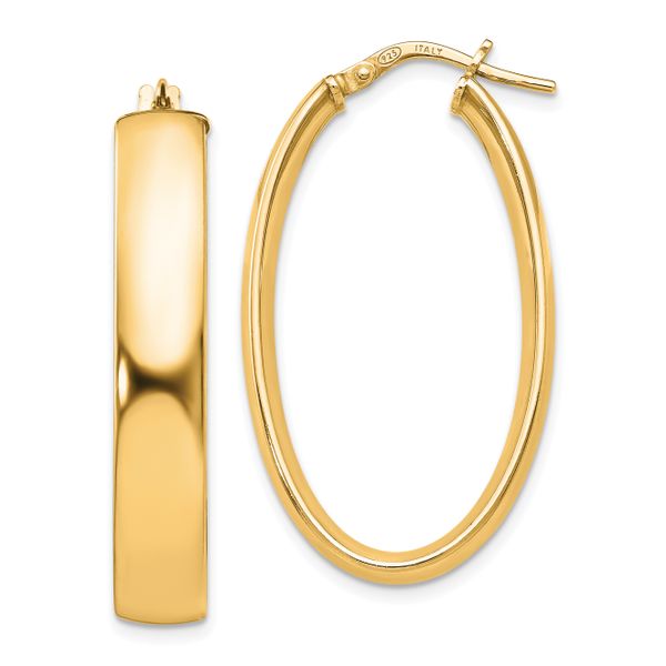 Leslie's Sterling Silver Gold-Tone Polished Oval Hinged Hoop Earrings