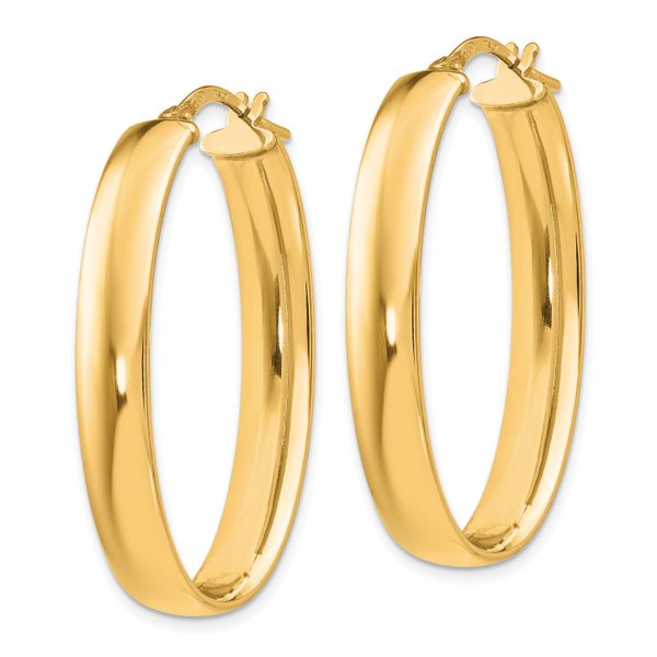 Leslie's Sterling Silver Gold-Tone Polished Oval Hinged Hoop Earrings - Image 2
