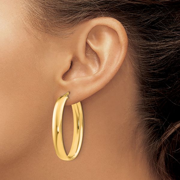 Leslie's Sterling Silver Gold-Tone Polished Oval Hinged Hoop Earrings - Image 3