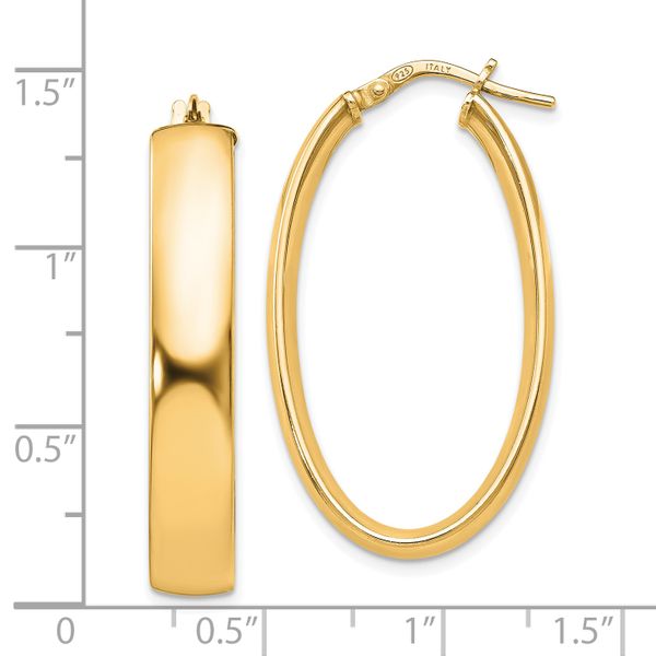 Leslie's Sterling Silver Gold-Tone Polished Oval Hinged Hoop Earrings - Image 4