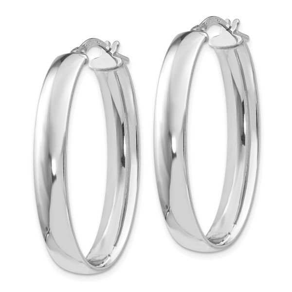 Leslie's Sterling Silver Polished Oval Hinged Hoop Earrings - Image 2