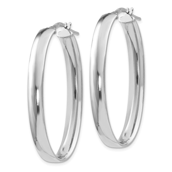 Leslie's Sterling Silver Polished Oval Hinged Hoop Earrings - Image 2