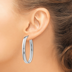 Leslie's Sterling Silver Polished Oval Hinged Hoop Earrings - Image 3