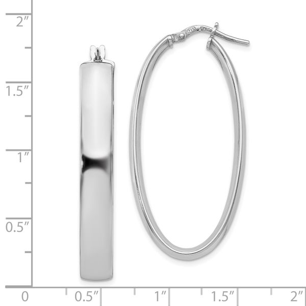 Leslie's Sterling Silver Polished Oval Hinged Hoop Earrings - Image 4