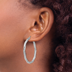 Leslie's Sterling Silver Polished Twisted Hinged Hoop Earrings - Image 3