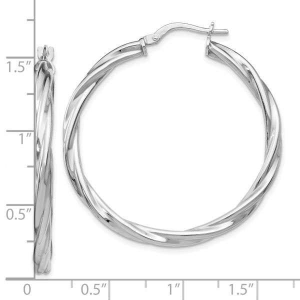 Leslie's Sterling Silver Polished Twisted Hinged Hoop Earrings - Image 4