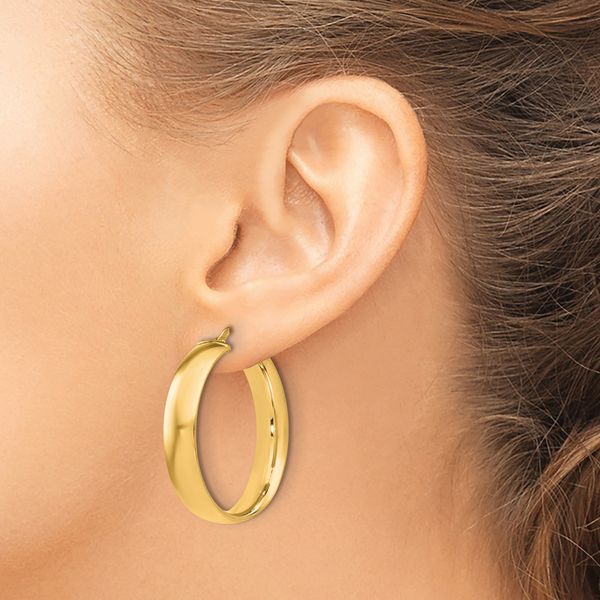 Leslie's Sterling Silver Gold-Tone Polished Hinged Hoop Earrings - Image 3