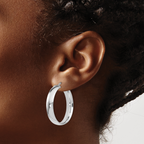 Leslie's Sterling Silver Polished Hinged Hoop Earrings - Image 3