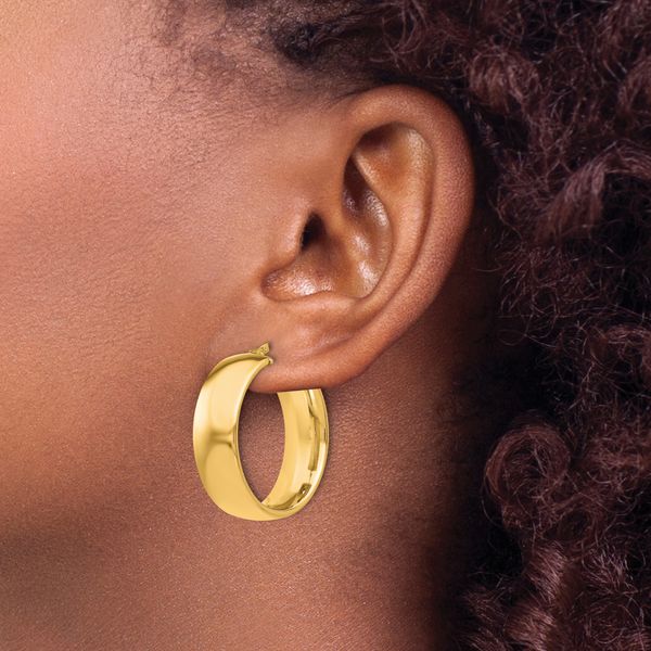 Leslie's Sterling Silver Gold-Tone Polished Hoop Earrings - Image 3