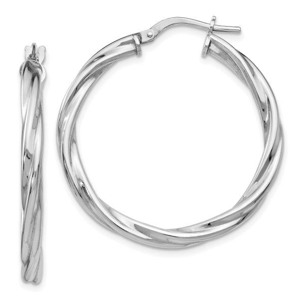 Leslie's Sterling Silver Polished Twisted Hinged Hoop Earrings