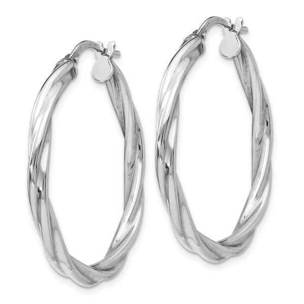 Leslie's Sterling Silver Polished Twisted Hinged Hoop Earrings - Image 2