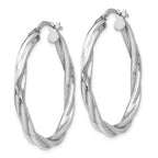 Leslie's Sterling Silver Polished Twisted Hinged Hoop Earrings - Image 2
