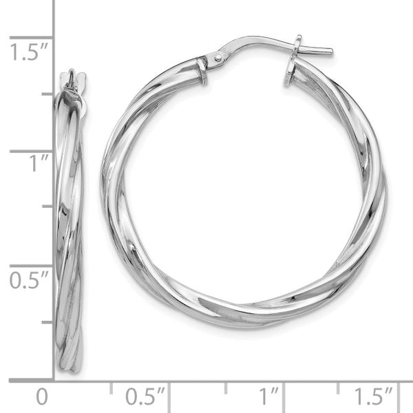 Leslie's Sterling Silver Polished Twisted Hinged Hoop Earrings - Image 4