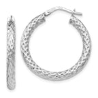 Leslie's Sterling Silver Polished & Textured Hinged Hoop Earrings