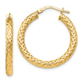 Leslie's Sterling Silver Gold-Tone Polished/Textured Hinged Hoop Earrings