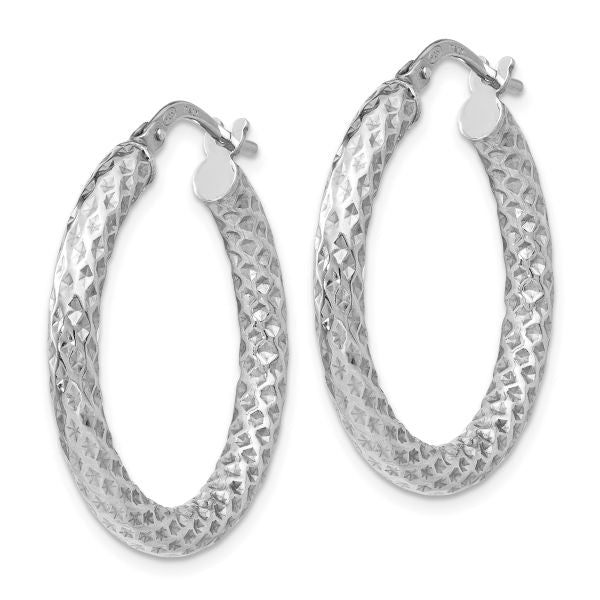 Leslie's Sterling Silver Polished & Textured Hinged Hoop Earrings - Image 2
