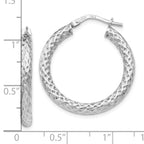 Leslie's Sterling Silver Polished & Textured Hinged Hoop Earrings - Image 4