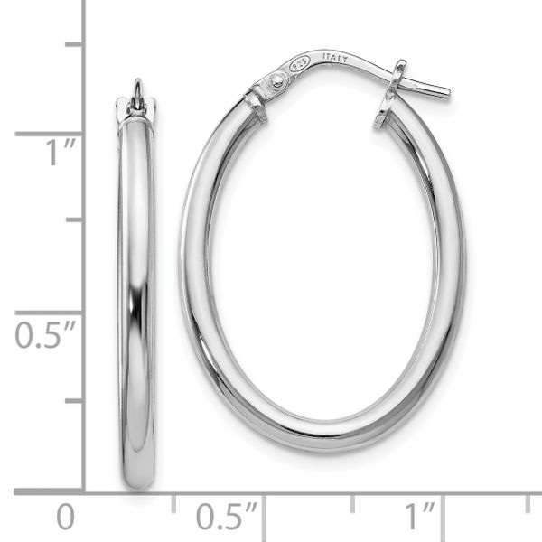 Leslie's Sterling Silver Polished Oval Hinged Hoop Earrings - Image 4