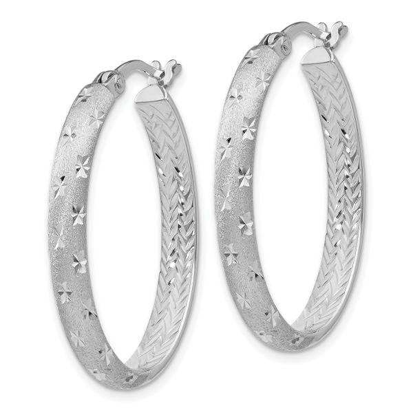 Leslie's Sterling Silver Rhodium In/Out D/C Oval Earrings - Image 2