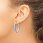 Leslie's Sterling Silver Rhodium In/Out D/C Oval Earrings - Image 3
