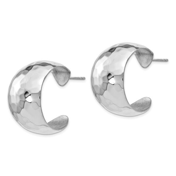 Leslie's Sterling Silver Polished Hammered Post Earrings - Image 2