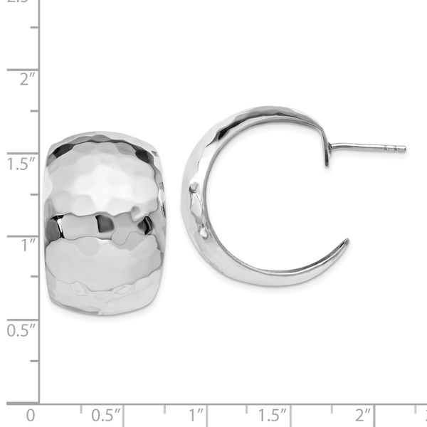 Leslie's Sterling Silver Polished Hammered Post Earrings - Image 4