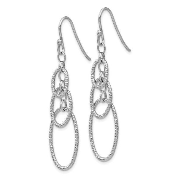 Leslie's Sterling Silver Textured Dangle Shepherd Hook Earrings - Image 2