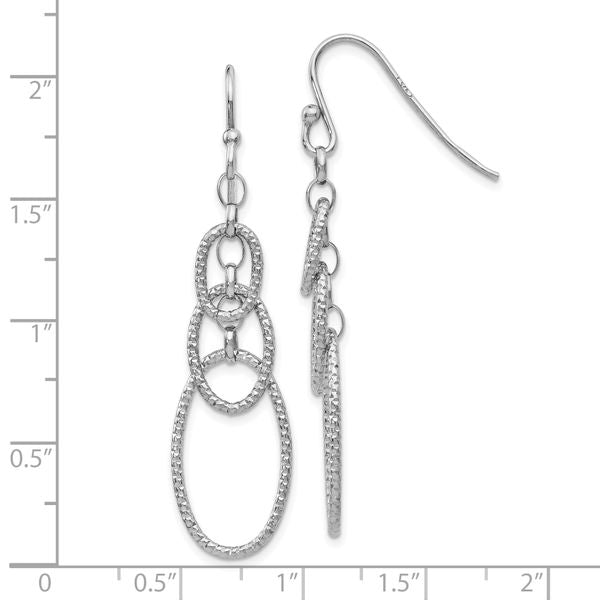 Leslie's Sterling Silver Textured Dangle Shepherd Hook Earrings - Image 4
