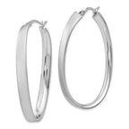 Leslie's Sterling Silver Rhodium-plated Satin Oval Hoop Earrings - Image 2