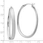 Leslie's Sterling Silver Rhodium-plated Satin Oval Hoop Earrings - Image 4