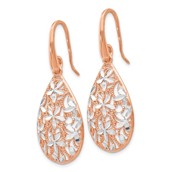 Leslie's Sterling Silver Rose Gold-toned Polished Textured Earrings - Image 2
