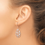 Leslie's Sterling Silver Rose Gold-toned Polished Textured Earrings - Image 3