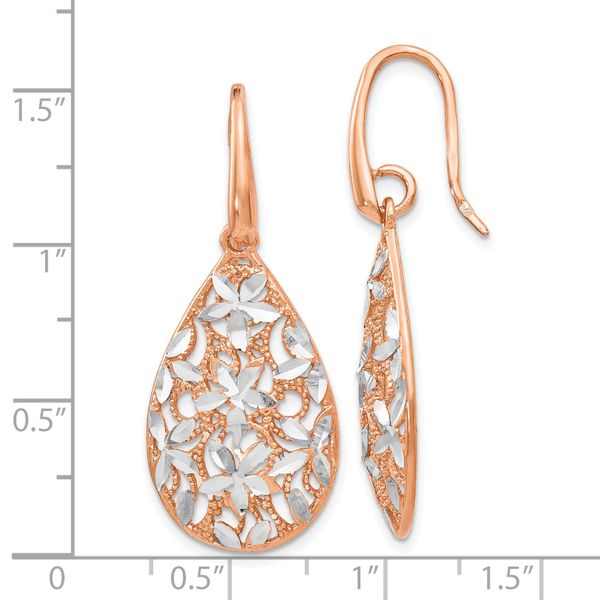 Leslie's Sterling Silver Rose Gold-toned Polished Textured Earrings - Image 4