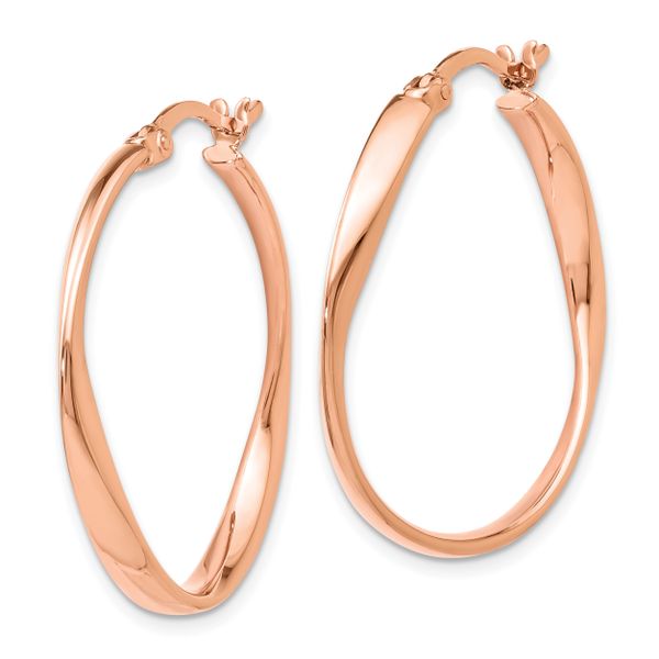 Leslie's Sterling Silver Rose Gold-plated Polished Hoop Earrings - Image 2
